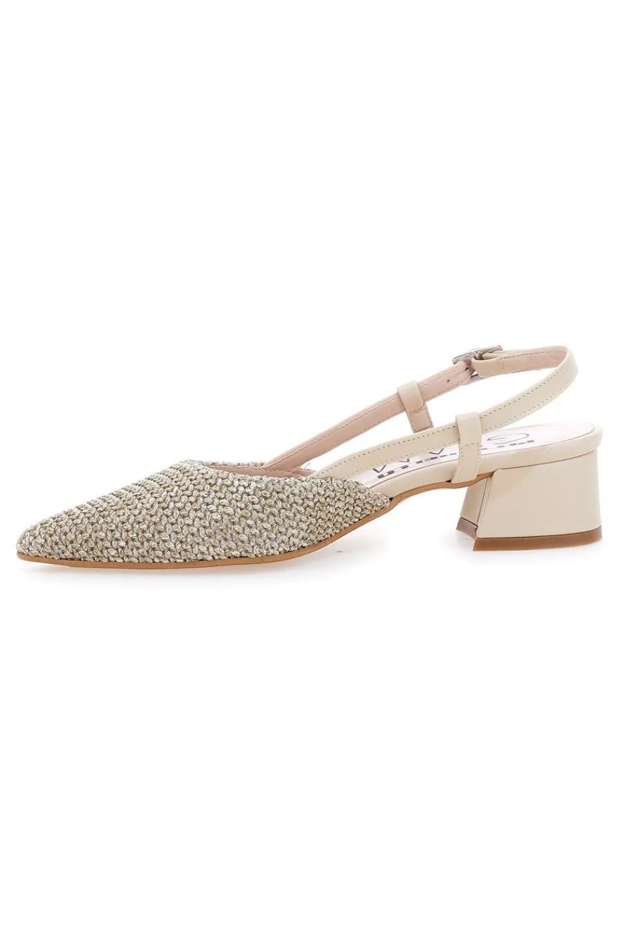 Décolleté da donna beige con strass e cinturino slingback 3124-PITTARELLO GLAM Discount