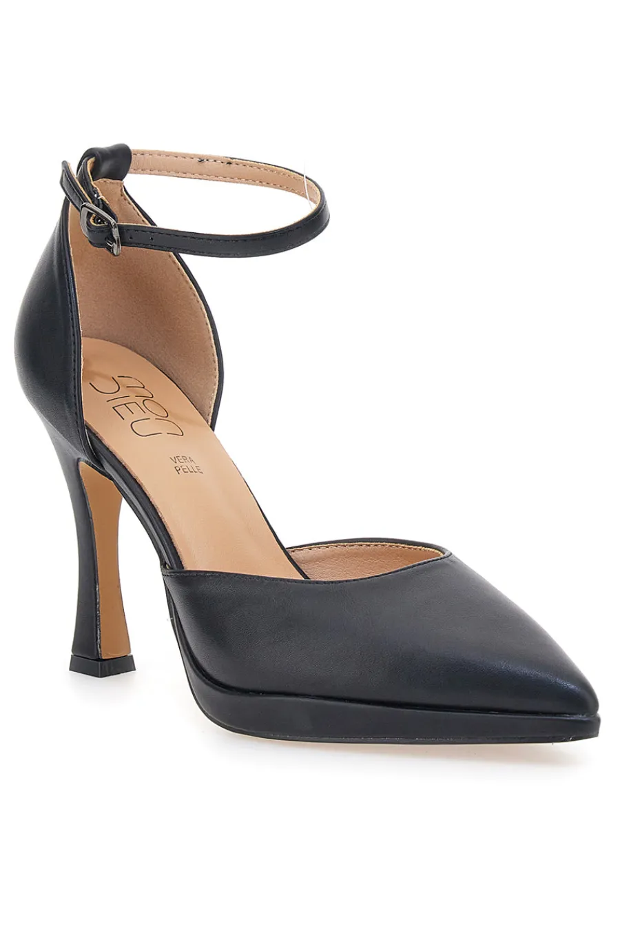 Décolleté da donna nere con cinturino e tacco alto B1929Q12-MON DIEU Outlet
