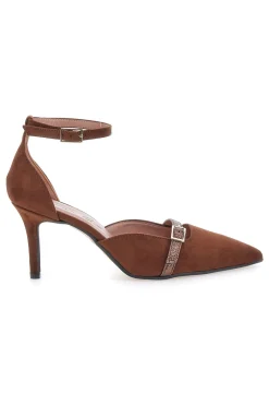 Décolleté marroni con cinturino e tacco a spillo P8049-FRANCESCA GRITTI New