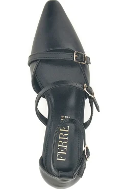 Décolleté nere con cinturini e tacco basso Ferrè F692C711-FERRE' Online