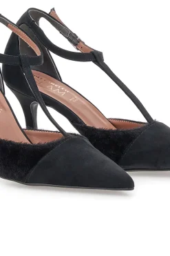 Décolleté nere con cinturino effetto scamosciato e cavallino 3870-PITTARELLO GLAM Online