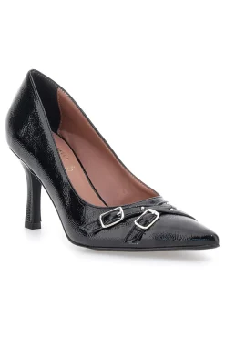 Décolleté nere con punta affusolata, fibbie e borchie 3843-PITTARELLO GLAM Discount