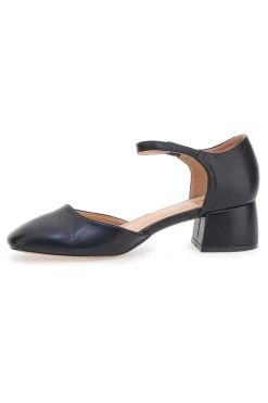 Décolleté nere con tacco basso e cinturino alla caviglia 9401Q16-MON DIEU New