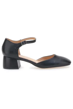 Décolleté nere con tacco basso e cinturino alla caviglia 9401Q16-MON DIEU New