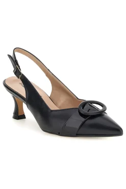 Décolleté nere in vera pelle con fibbia decorativa P0501-FRANCESCA GRITTI