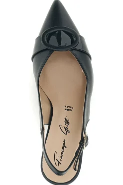 Décolleté nere in vera pelle con fibbia decorativa P0501-FRANCESCA GRITTI