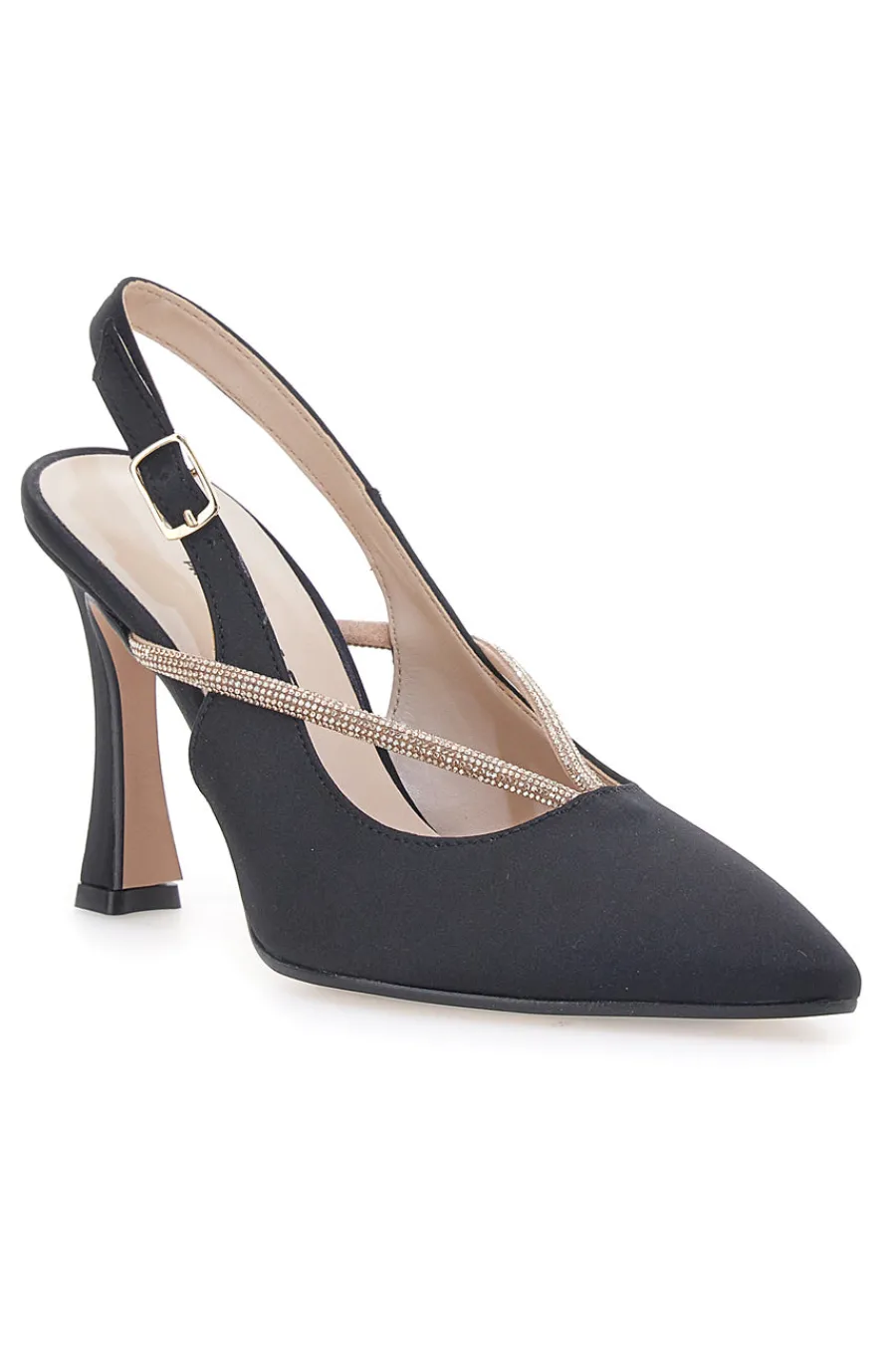 Décolleté Nere Slingback con Strass 100-PITTARELLO Discount