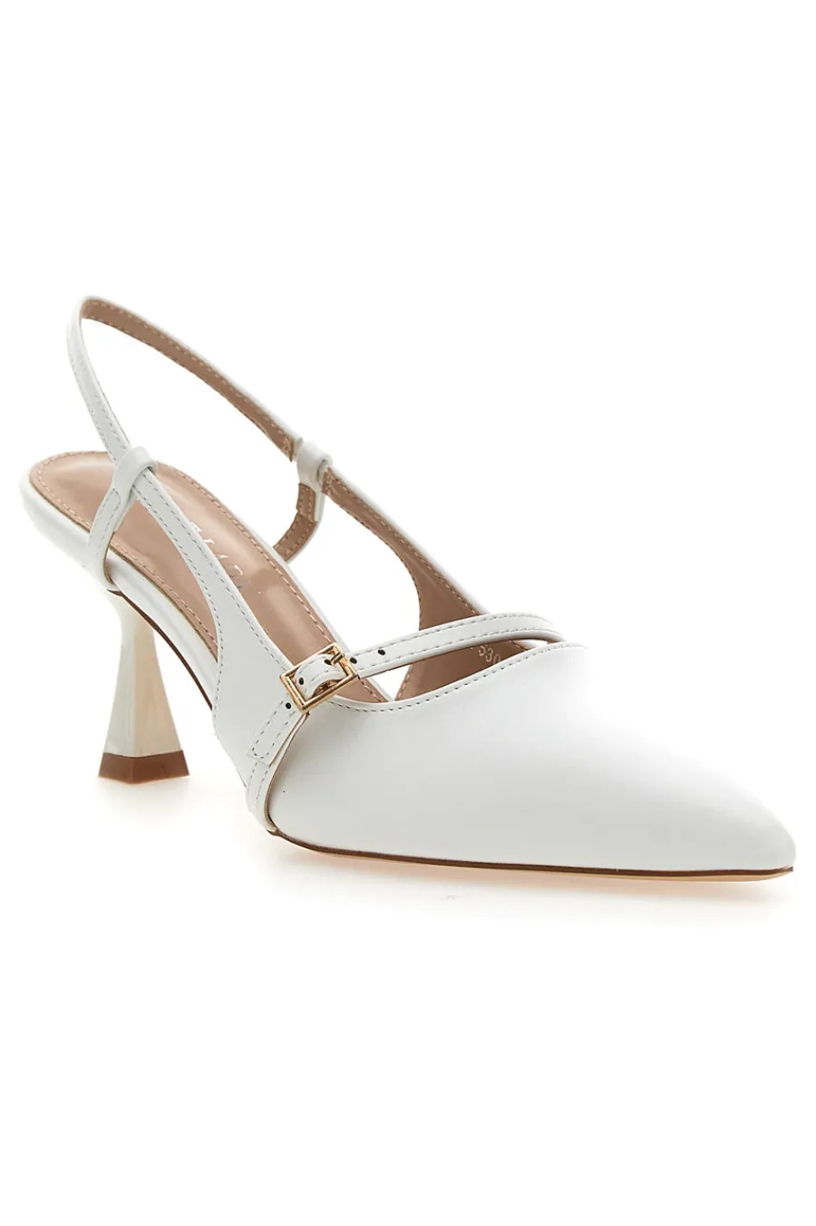 Décolleté SingBack Bianche con Tacco a Punta P530-FIRST LADY New