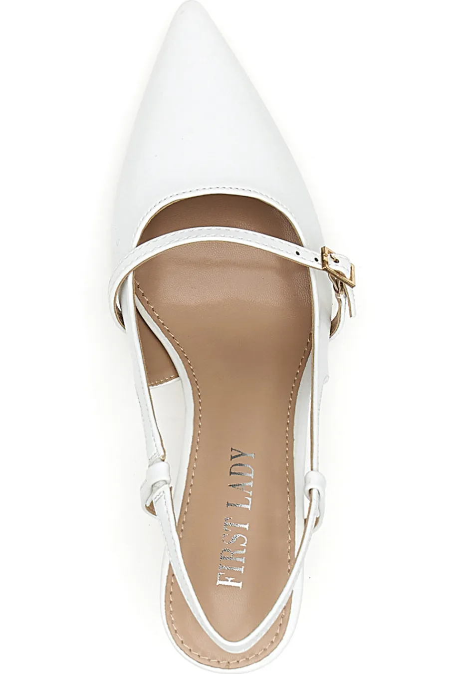 Décolleté SingBack Bianche con Tacco a Punta P530-FIRST LADY New