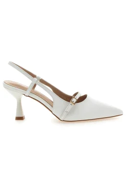 Décolleté SingBack Bianche con Tacco a Punta P530-FIRST LADY New