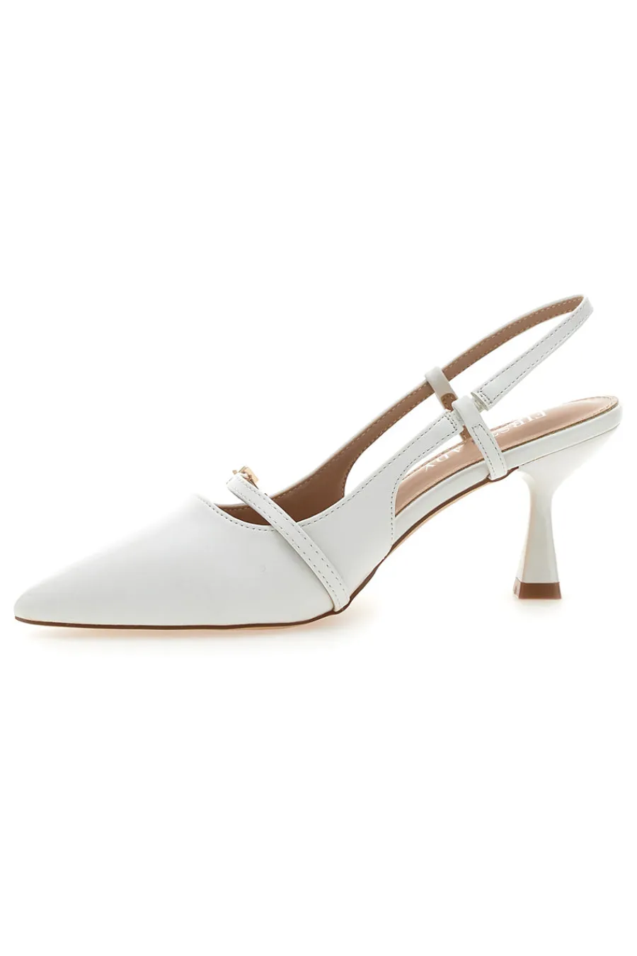 Décolleté SingBack Bianche con Tacco a Punta P530-FIRST LADY New