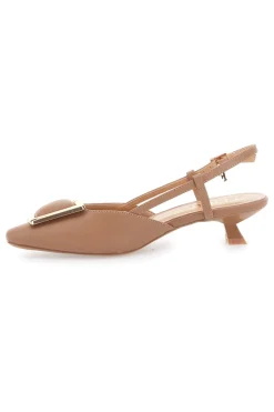 Décolleté Slingback Beige con Dettaglio Geometrico Effetto Cromato F212-FERRE' Hot