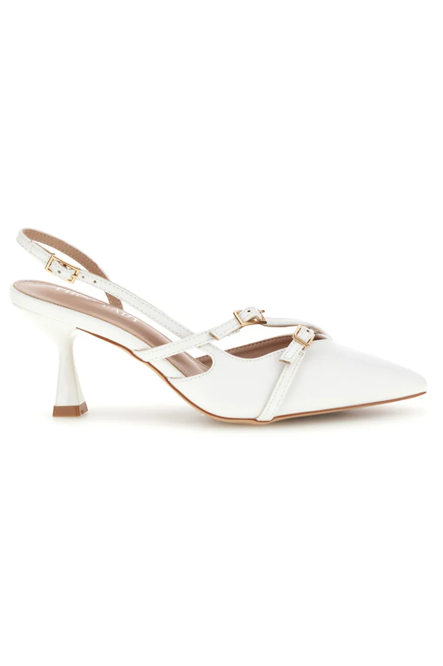 Décolleté slingback bianche con cinturini P655-FIRST LADY Outlet