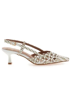 Décolleté slingback bianche intrecciate con tacco basso 1601-MON DIEU Hot