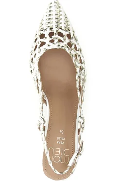 Décolleté slingback bianche intrecciate con tacco basso 1601-MON DIEU Hot