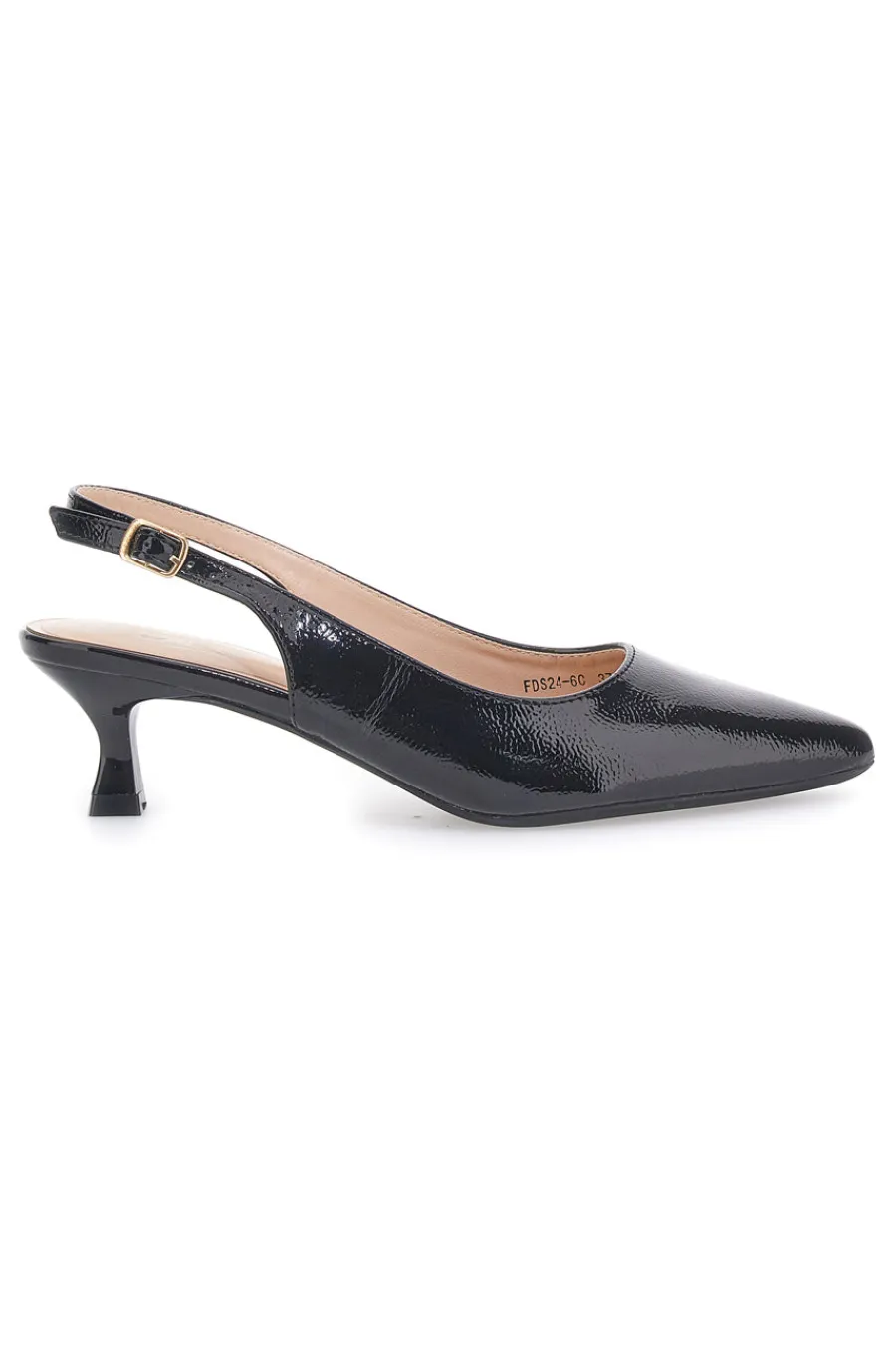 Dècolletè slingback in vernice nera FDS246C-MON DIEU