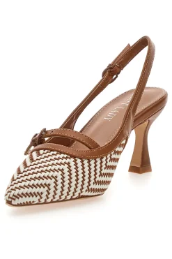 Décolleté Slingback marrone con cinturino e tacco medio P666-FIRST LADY
