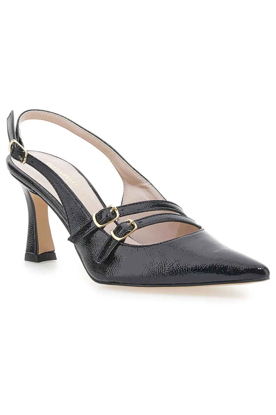 Décolleté Slingback Nere a Punta Effetto Vernice 3591-PITTARELLO GLAM Sale