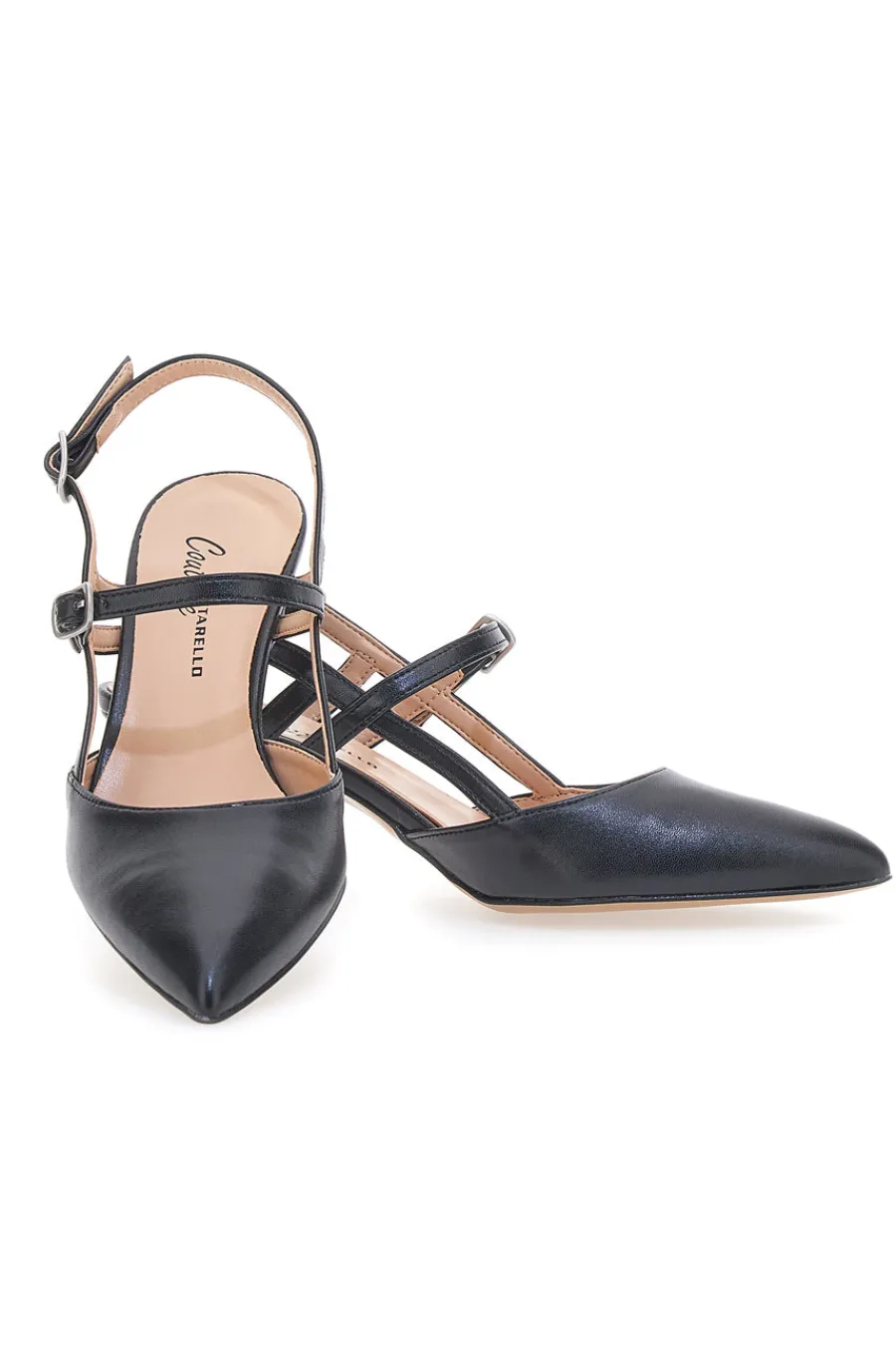 Décolleté Slingback Nere a Punta con Cinturini 1175-PITTARELLO COUTURE