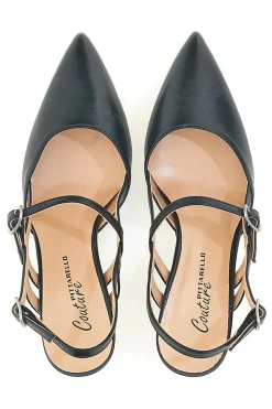Décolleté Slingback Nere a Punta con Cinturini 1175-PITTARELLO COUTURE