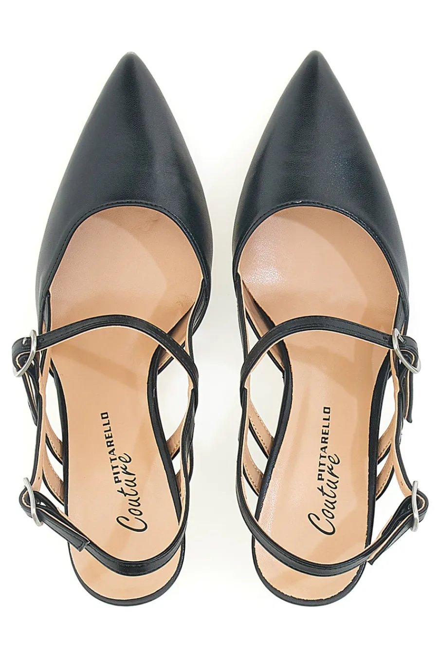 Décolleté Slingback Nere a Punta con Cinturini 1175-PITTARELLO COUTURE