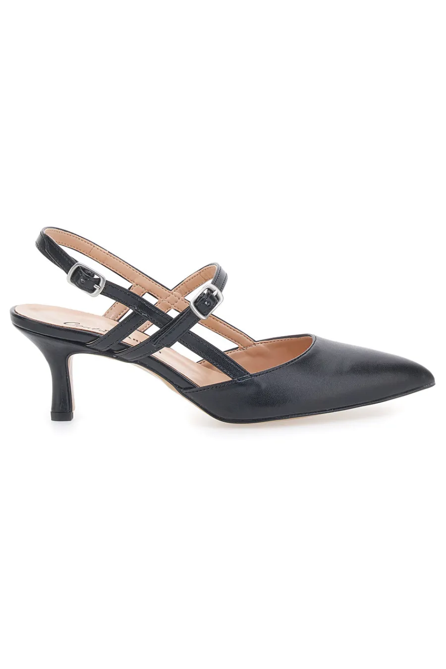 Décolleté Slingback Nere a Punta con Cinturini 1175-PITTARELLO COUTURE