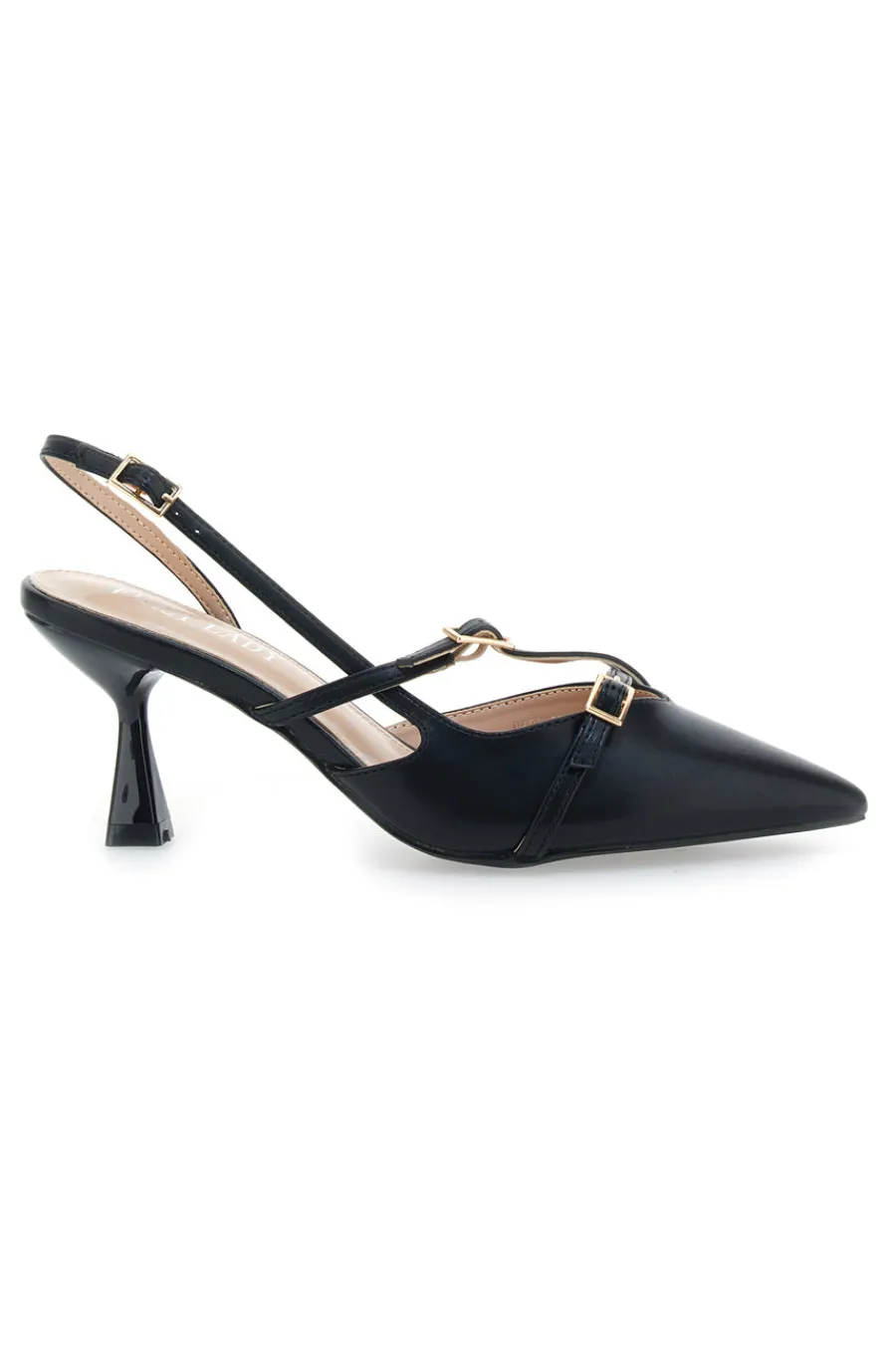 Décolleté Slingback Nere con Cinturini 9532-FIRST LADY Online