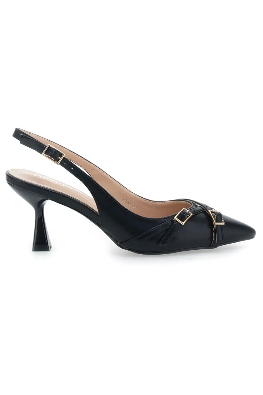 Décolleté Slingback Nere con Cinturini Decorativi P531-FIRST LADY Best