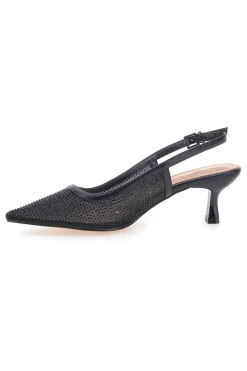 Décolleté slingback nere con strass e tacco basso 632-MON DIEU Online