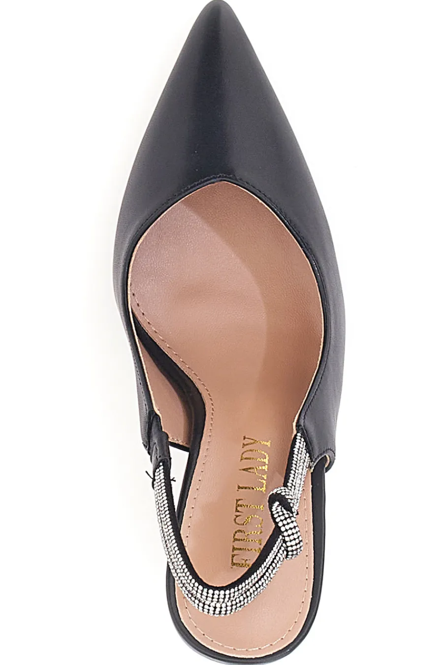 Décolleté Slingback Nere con Tacco Alto P528-FIRST LADY New