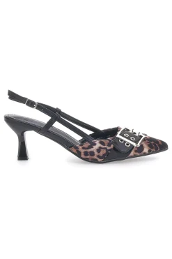 Décolleté Slingback Nere Leopardate a Punta APY22-LE HAVRE PARIS Clearance