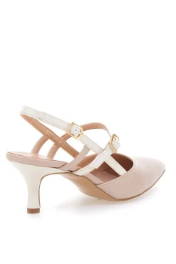 Décolleté Slingback Nude a Punta con Cinturini Bianchi 1175-PITTARELLO COUTURE New
