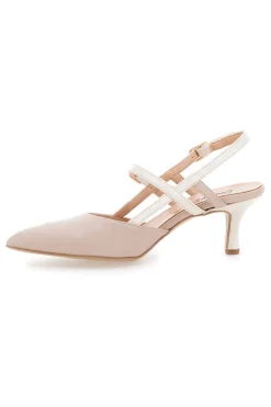 Décolleté Slingback Nude a Punta con Cinturini Bianchi 1175-PITTARELLO COUTURE New