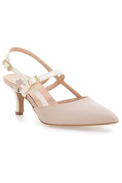 Décolleté Slingback Nude a Punta con Cinturini Bianchi 1175-PITTARELLO COUTURE New
