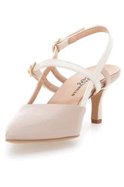 Décolleté Slingback Nude a Punta con Cinturini Bianchi 1175-PITTARELLO COUTURE New