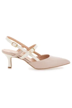 Décolleté Slingback Nude a Punta con Cinturini Bianchi 1175-PITTARELLO COUTURE New