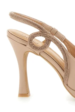 Décolleté Slingback Nude con Punta Sfilata e Cinturino con Strass 1929S30-MON DIEU New