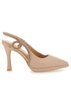 Décolleté Slingback Nude con Punta Sfilata e Cinturino con Strass 1929S30-MON DIEU New