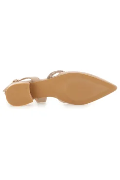 Décolleté Slingback Nude con Punta Sfilata e Cinturino con Strass 883153-MON DIEU Online