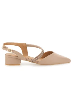 Décolleté Slingback Nude con Punta Sfilata e Cinturino con Strass 883153-MON DIEU Online