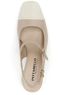 Décolleté Slingback Nude con Tacco a Blocco e Punta Squadrata C508-PITTARELLO Clearance