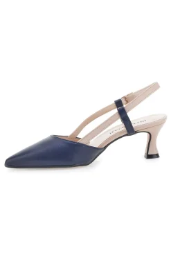 Décolleté Slingback Nude e Blu a Punta P506-PITTARELLO