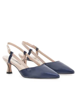 Décolleté Slingback Nude e Blu a Punta P506-PITTARELLO