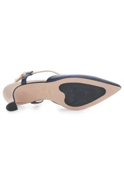 Décolleté Slingback Nude e Blu a Punta P506-PITTARELLO