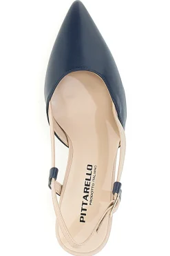 Décolleté Slingback Nude e Blu a Punta P506-PITTARELLO