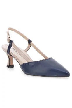 Décolleté Slingback Nude e Blu a Punta P506-PITTARELLO