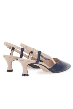 Décolleté Slingback Nude e Blu a Punta P506-PITTARELLO