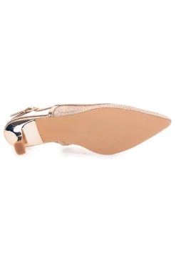 Décolleté slingback oro rosa con strass e tacco basso 632-MON DIEU Outlet