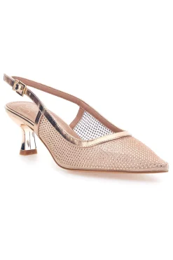 Décolleté slingback oro rosa con strass e tacco basso 632-MON DIEU Outlet