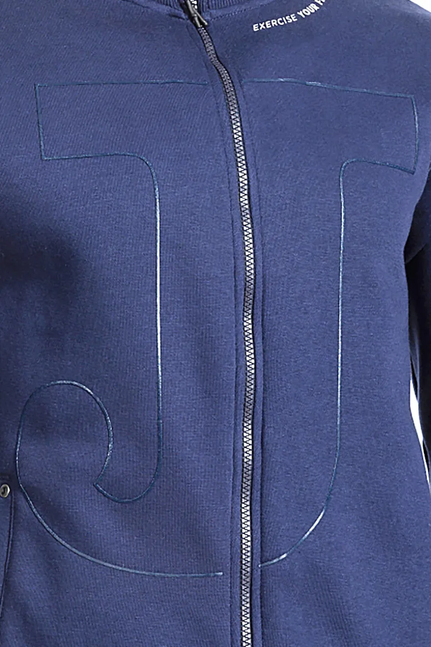 Felpa blu con zip e maxi logo frontale Joma Urban Street Full Zip Sweatshirt